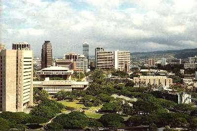 One Archer Lane, View of Downtown Honolulu from Upper Level Floor, Honolulu, Hawaii condominium sales