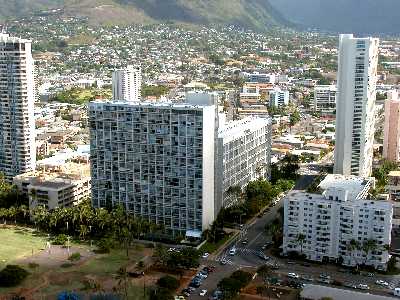 Ala Wai Plaza, View of Ala Wai Plaza from Waikiki, Honolulu, Hawaii condominium sales