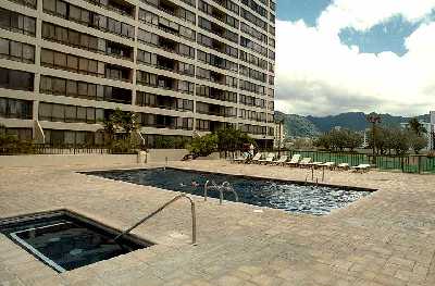 Iolani Court Plaza, Recreation Deck Swimming Pool, Honolulu, Hawaii condominium sales