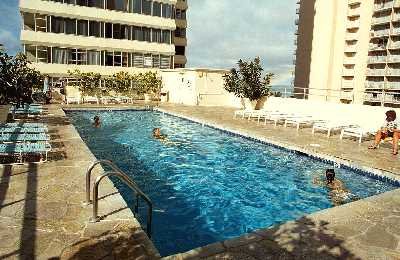 Foster Tower, Swimming Pool on Garage Rooftop, Honolulu, Hawaii condominium sales