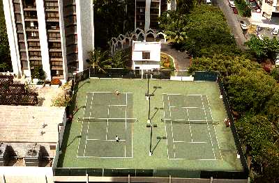 Liliuokalani Gardens, Garage Rooftop Tennis Courts, Honolulu, Hawaii condominium sales