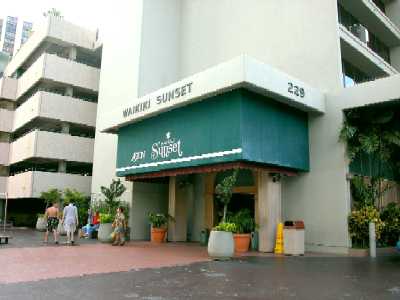 Waikiki Sunset, Main Entrance, Honolulu, Hawaii condominium sales